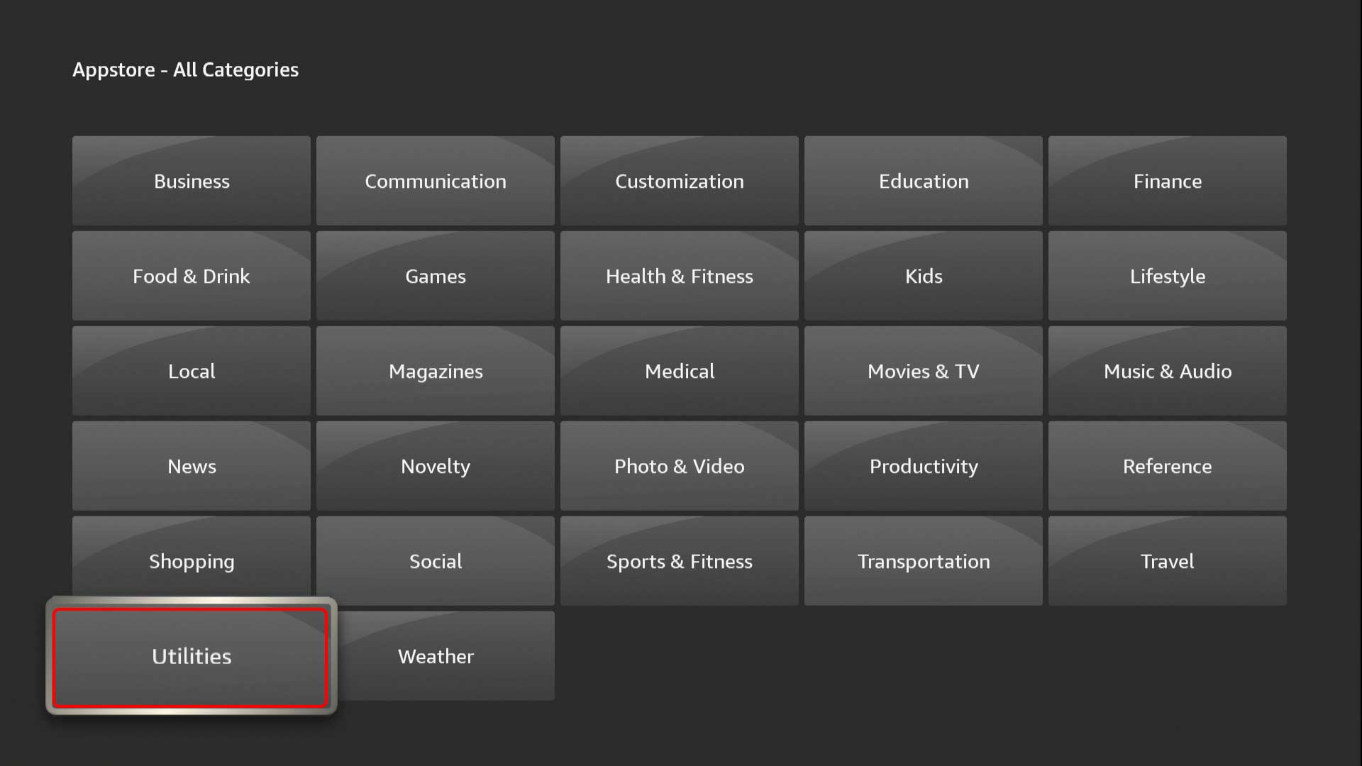 Категория "Utilities" в Appstore на Amazon Fire TV Stick